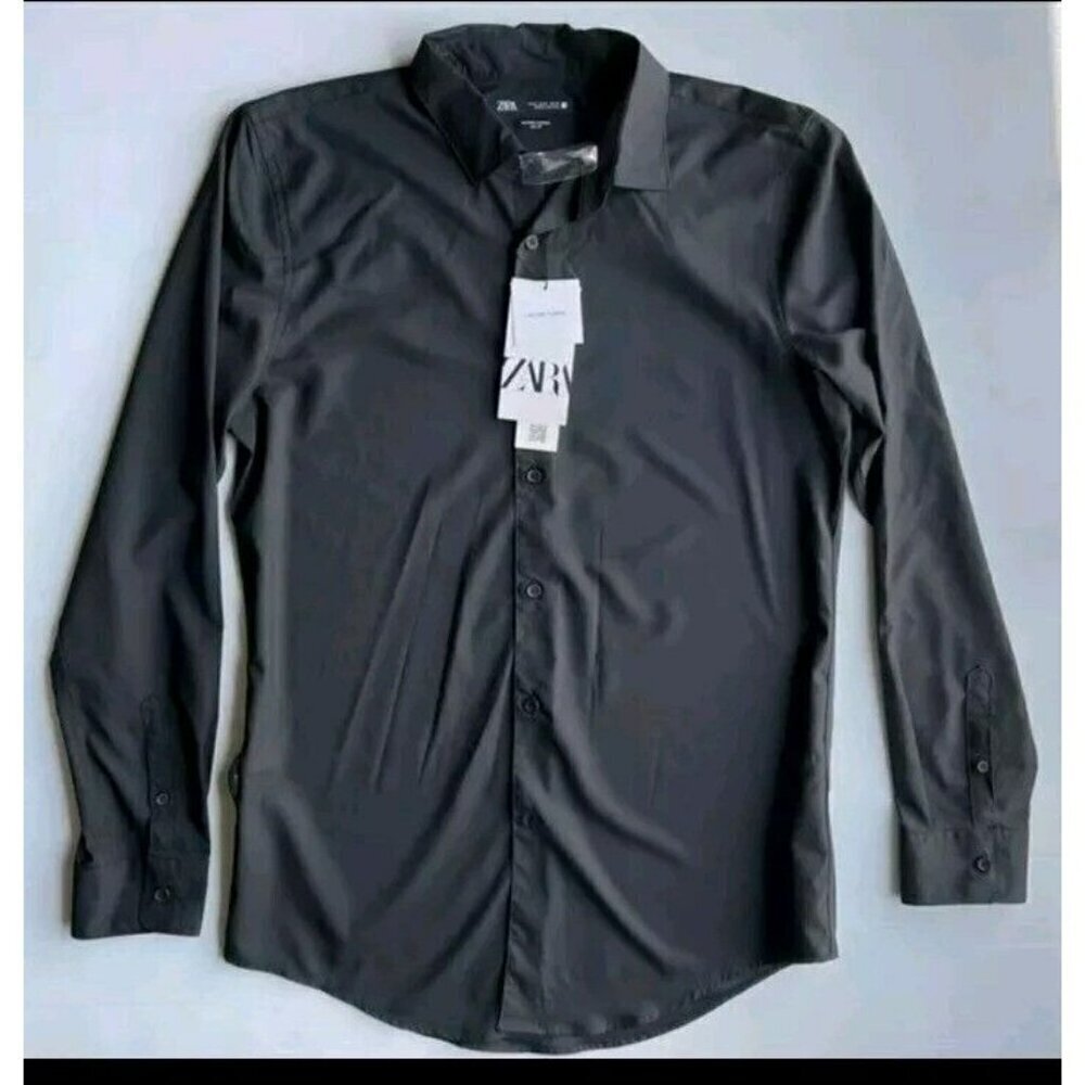 Zara Men’s Shirt Black Top SPANDEX ACTIVE LONG SLEEVE 5445 406 Size S